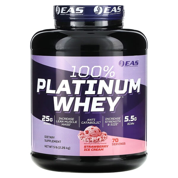 EAS 100% Platinum Whey Strawberry Ice Cream 5 lb 2,26 kg 811836026665