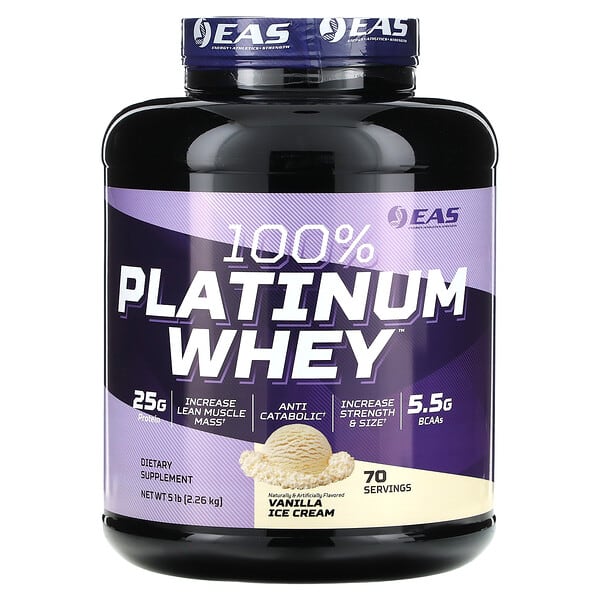 EAS 100% Platinum Whey Vanilla Ice Cream 5 lb 2,26 kg 10 eas 100 platinum whey vanilla ice cream 5 lb 2 26 kg 130147 811836026672