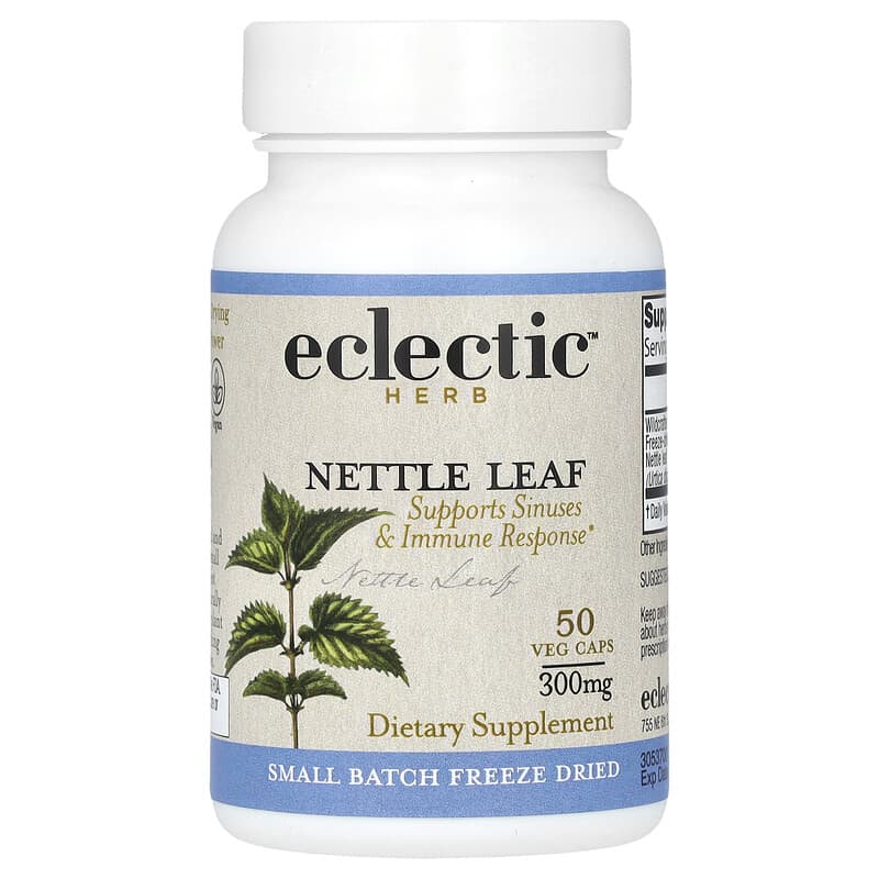 Lá tầm ma sấy lạnh Eclectic Herb 300 mg 50 viên 10 eclectic herb freeze dried nettle leaf 300 mg 50 veg caps 139027 023363305377