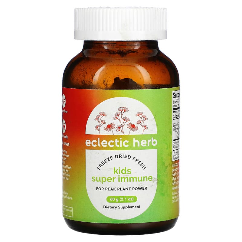 Bột tăng cường miễn dịch cho trẻ em Eclectic Institute Freeze Dried Fresh Kids Super Immune 60 g 10 eclectic institute freeze dried fresh kids super immune 2 1 oz 60 g 105633 023363676026