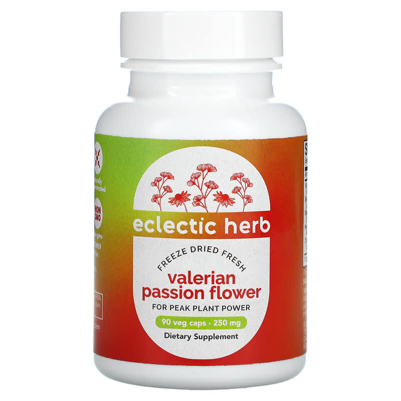 Viên uống chiết xuất Valerian & Hoa Đam Mê tươi đông khô Eclectic Institute 250 mg 90 viên thực vật 10 eclectic institute freeze dried fresh valerian passion flower 250 mg 90 veg caps 2992 023363319008