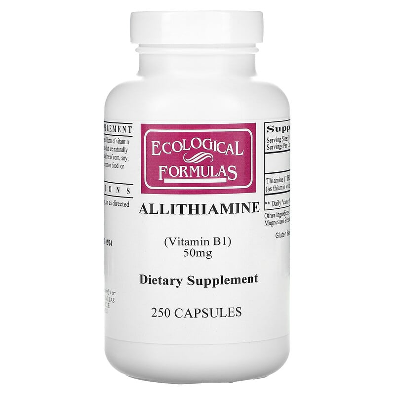 Viên uống Ecological Formulas Allithiamine (Vitamin B1) 50 mg 250 viên nang 10 ecological formulas allithiamine vitamin b1 50 mg 250 capsules 61109 696859131097