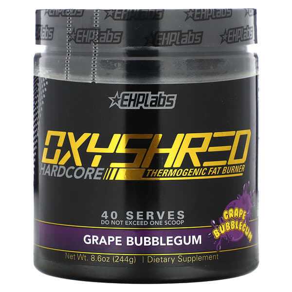 EHPlabs OxyShred Hardcore Thermogenic Fat Burner Grape Bubblegum 8,6 oz 244 g 10 ehplabs oxyshred hardcore thermogenic fat burner grape bubblegum 8 6 oz 244 g 130563 858221007885