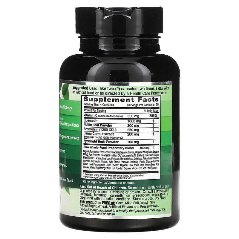 Thành phần vi chất của Emerald Laboratories Doctor-Formulated Allergy Health 120 Vegetable Caps 743650002283