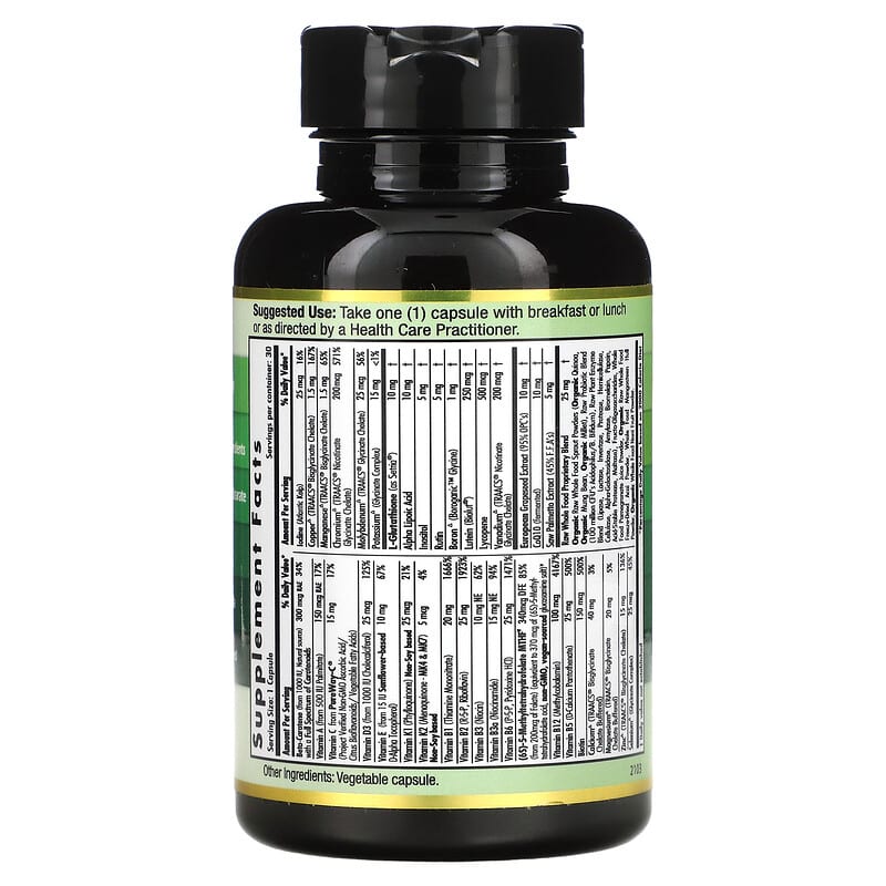 Thành phần vi chất của Emerald Laboratories Men's 45+ 1-Daily Multi 30 Vegetable Caps 743650003372