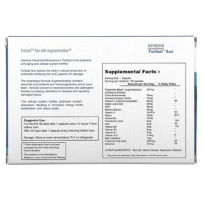 Viên uống tăng cường hệ thống tế bào ENADA Fortizel Sun 30 viên 3 Thành phần vi chất của ENADA Fortizel Sun Cellular System Fortifier 30 Capsules 185355002005