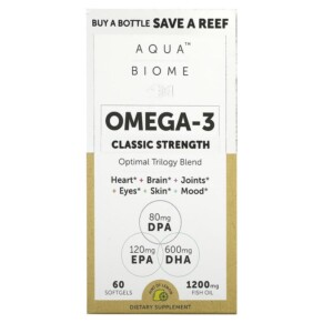 Thực phẩm bổ sung Enzymedica Aqua Biome Omega-3 Classic Strength Lemon 600 mg 60 Softgels 670480100103