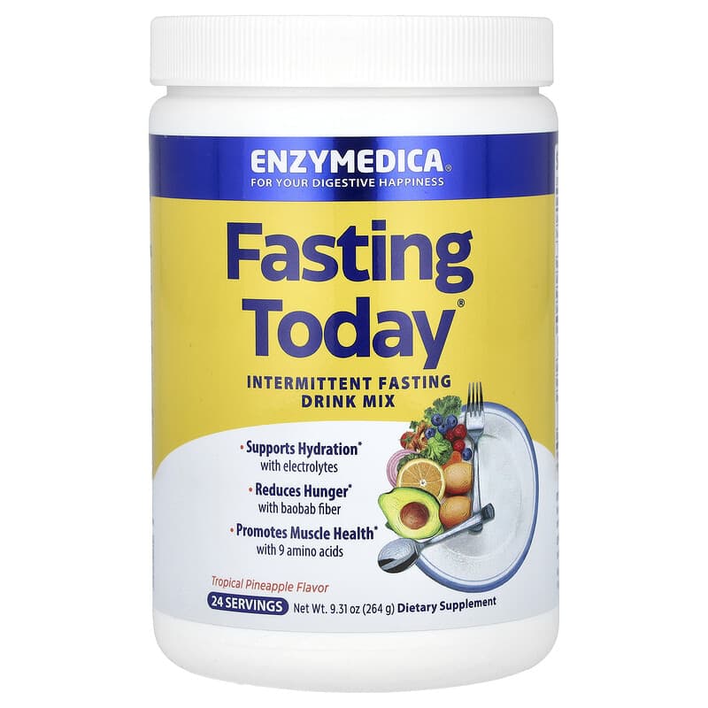 Enzymedica, Fasting Today, Intermittent Fasting Drink Mix, Tropical Pineapple, 9,31 oz (264 g) 670480101414