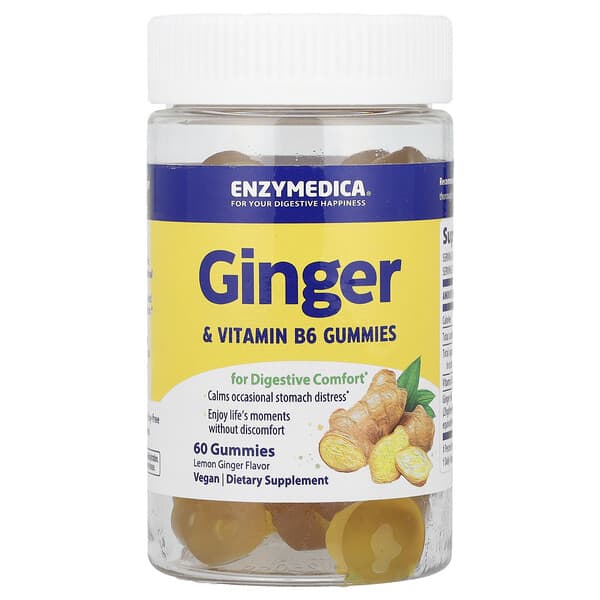 Enzymedica Ginger & Vitamin B6 Gummies Lemon Ginger 60 viên nhai 10 enzymedica ginger vitamin b6 gummies lemon ginger 60 gummies 120975 670480201299