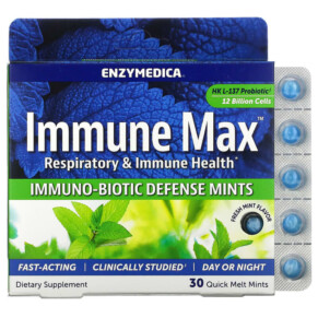 Thực phẩm bổ sung Enzymedica Immune Max Immuno-Biotic Defense Mints Fresh Mint 30 Quick Melt Mints 670480101131