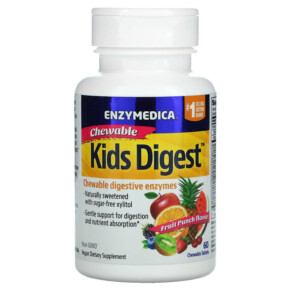 Thực phẩm bổ sung Enzymedica Kids Digest Chewable Digestive Enzymes Fruit Punch 60 Chewable Tablets 670480110102