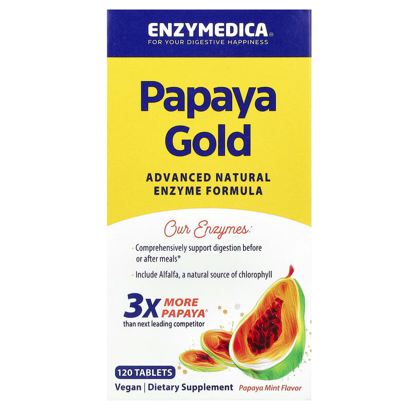 Enzymedica, Papaya Gold, Papaya Mint, 120 viên 670480101223