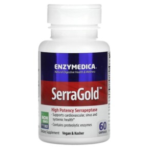 Thực phẩm bổ sung Enzymedica SerraGold High Potency Serrapeptase 60 Capsules 670480263006
