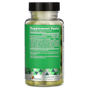 Thành phần vi chất của Eu Natural BREATHE Sinus & Lungs Respiratory Health 60 Vegetarian Capsules 855244008141