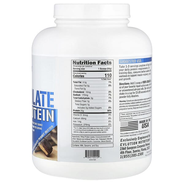 EVLution Nutrition 100% Isolate Protein Chocolate Peanut Butter 5 lb 2,268 kg 9 EVLution Nutrition 100% Isolate Protein Chocolate Peanut Butter 5 lb 2,268 kg 818901024144