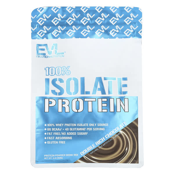 EVLution Nutrition 100% Isolate Protein Double Rich Chocolate 1 lb 454 g 818901028517