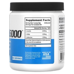 BCAA5000 Không vị 10.58 oz (300 g) của EVLution Nutrition 3 Thành phần vi chất của EVLution Nutrition BCAA5000 Unflavored 10.58 oz (300 g) 685450087513