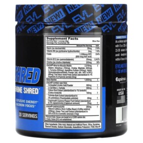 EVLution Nutrition ENGN Shred Pre-Workout Engine Shred Blue Raz 8.1 oz (231 g) 3 Thành phần vi chất của EVLution Nutrition ENGN Shred Pre-Workout Engine Shred Blue Raz 8.1 oz (231 g) 710051864123