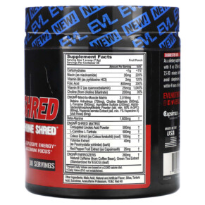 EVLution Nutrition ENGN Shred Pre-Workout Engine Shred vị Trái Cây Punch 8.4 oz (237 g) 3 Thành phần vi chất của EVLution Nutrition ENGN Shred Pre-Workout Engine Shred Fruit Punch 8.4 oz (237 g) 710051864147