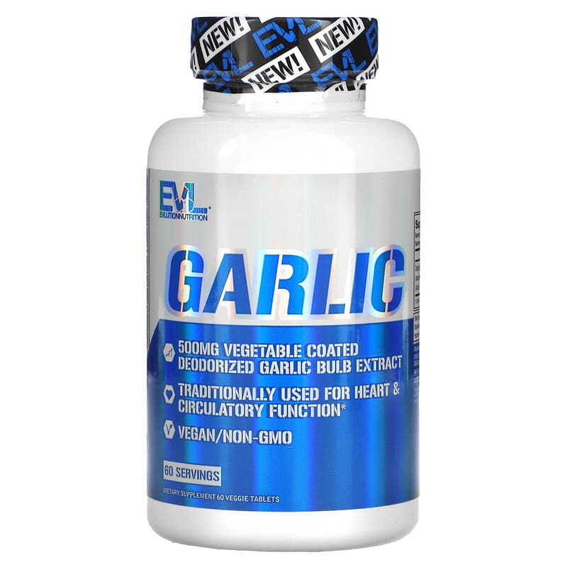 Viên uống tỏi EVLution Nutrition Garlic 500 mg 60 viên thực vật 10 evlution nutrition garlic 500 mg 60 veggie capsules 115235 818901027091
