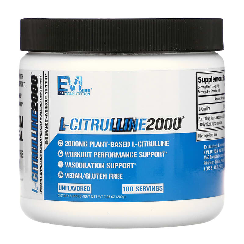 EVLution Nutrition L-Citrulline 2000 7.5 oz (200 g) 10 evlution nutrition l citrulline2000 7 5 oz 200 g 87131 818901022218