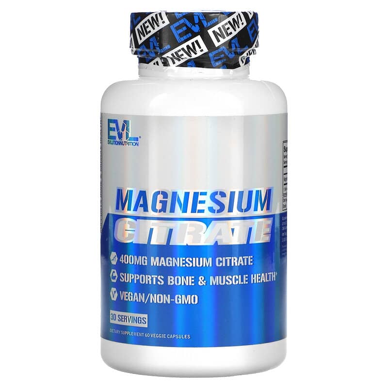 Viên uống EVLution Nutrition Magnesium Citrate 60 viên thực vật 10 evlution nutrition magnesium citrate 60 veggie capsules 115243 818901027084