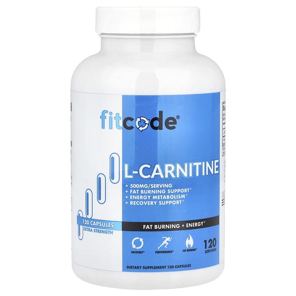 fitcode L-Carnitine Extra Strength 500 mg 120 viên 10 fitcode l carnitine extra strength 500 mg 120 capsules 120952 818901028814