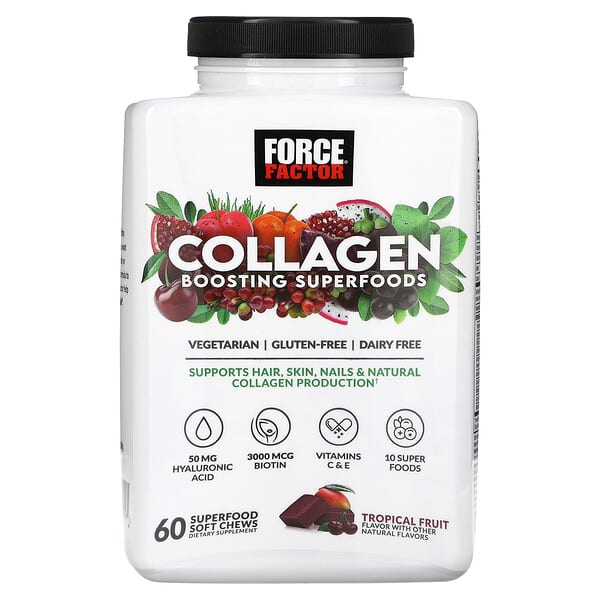Force Factor Collagen Boosting Superfoods Tropical Fruit 60 viên 10 force factor collagen boosting superfoods tropical fruit 60 superfood soft chews 120858 818594019472