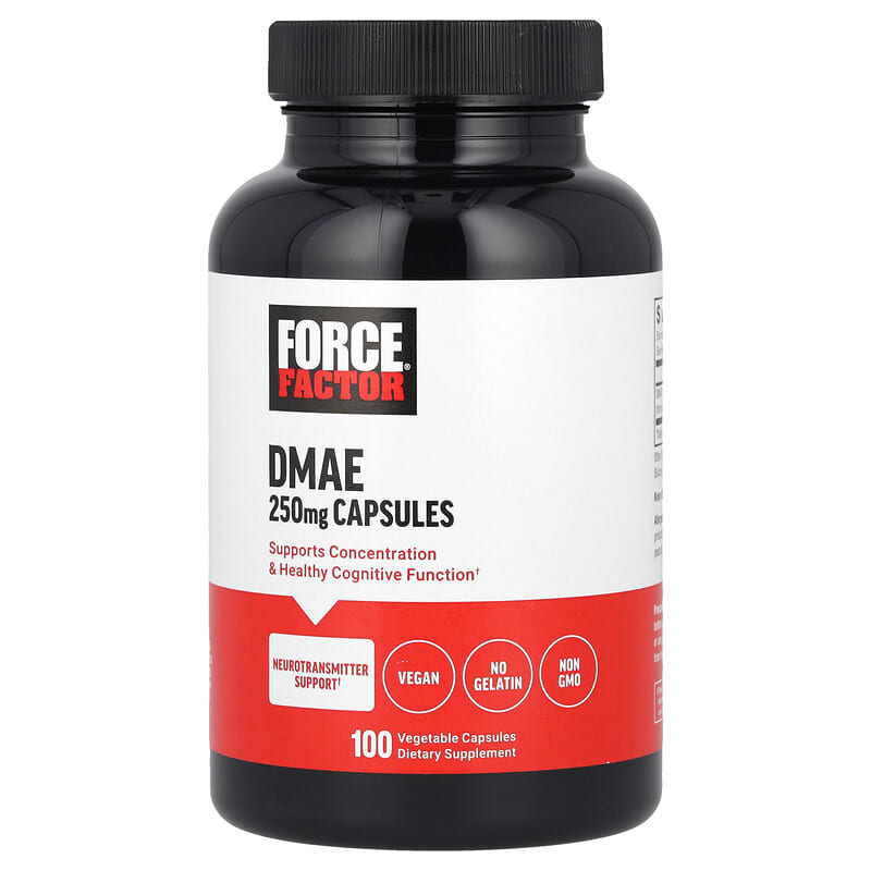 Force Factor, DMAE, 250 mg, 100 viên chay 810126661678