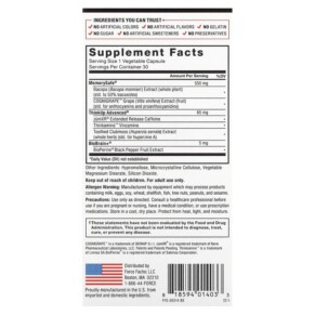 Viên uống tăng cường trí não Force Factor Forebrain 30 viên 3 Thành phần vi chất của Force Factor Forebrain 30 Capsules 818594014033