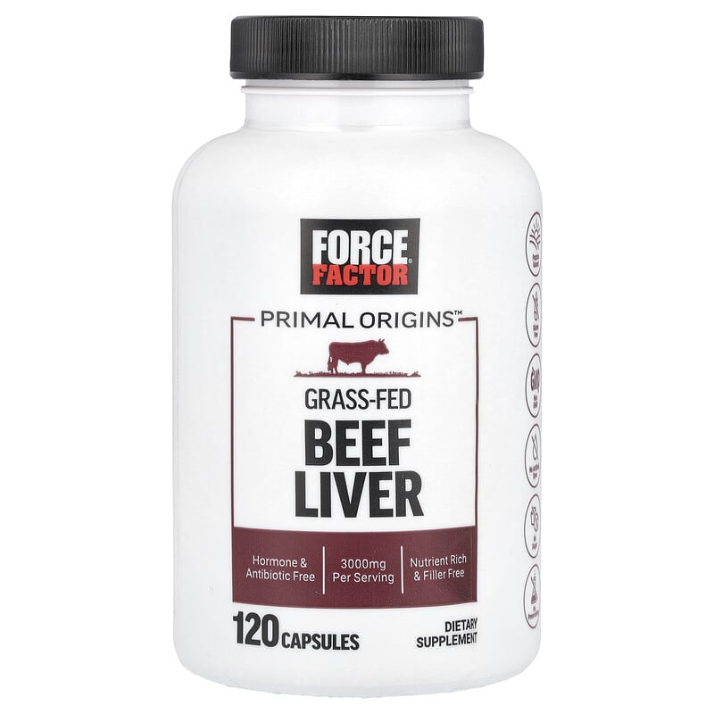 Thực phẩm chức năng Force Factor Primal Origins Bột Gan Bò Nuôi Cỏ 3000 mg 120 viên 750 mg mỗi viên 10 force factor primal origins grass fed beef liver 3 000 mg 120 capsules 750 mg per capsule 143318 810126660824