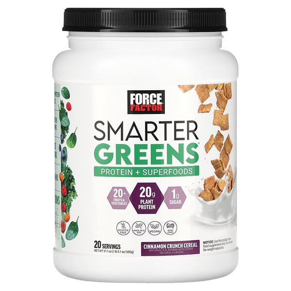 Force Factor Smarter Greens Protein + Superfoods Cinnamon Crunch Cereal 1 lb 5,1 oz 600 g 10 force factor smarter greens protein superfoods cinnamon crunch cereal 1 lb 5 1 oz 600 g 128403 810126660022