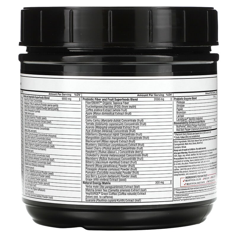 Bột siêu thực phẩm Force Factor Smarter Greens tăng năng lượng vị chanh-lime 15.4 oz (436 g) 2 Thành phần vi chất của Force Factor Smarter Greens Superfoods + Energy Powder Lemon-Lime 15.4 oz (436 g) 818594017102