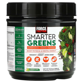 Thực phẩm bổ sung Force Factor Smarter Greens Superfoods + Energy Powder Lemon-Lime 15.4 oz (436 g) 818594017102