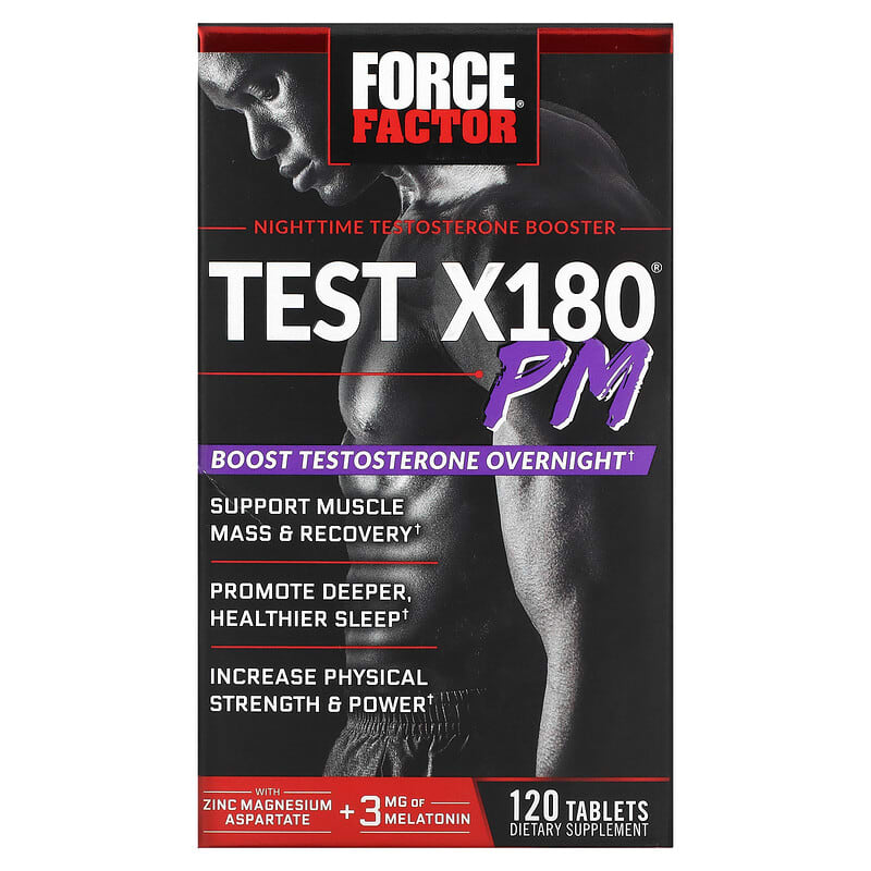 Viên uống tăng cường testosterone ban đêm Force Factor Test X180 PM 120 viên 10 force factor test x180 pm nighttime testosterone booster 120 tablets 113926 818594016877