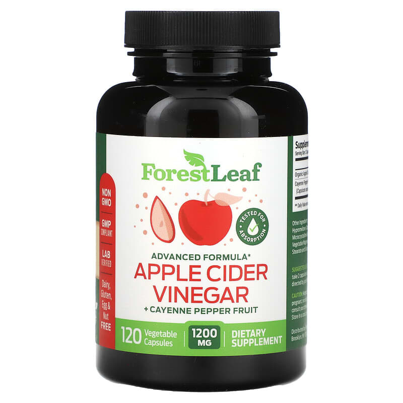 Forest Leaf, Apple Cider Vinegar + Cayenne Pepper Fruit, 1.200 mg, 120 viên chay (600 mg/viên) 645080875782