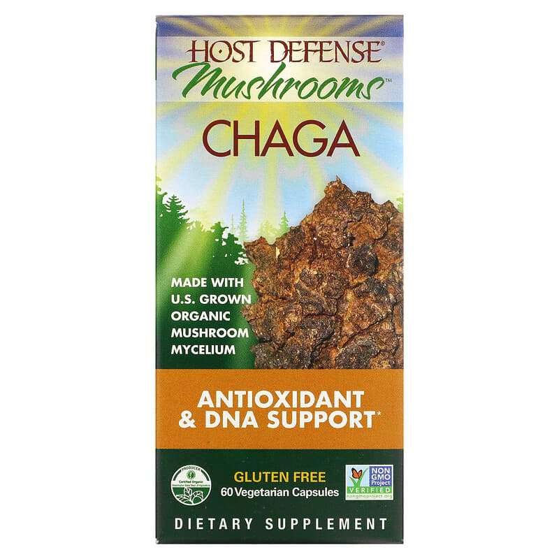 Viên uống nấm Chaga 60 viên thực vật Fungi Perfecti Host Defense 10 fungi perfecti chaga 60 vegetarian capsules 21456 633422031828