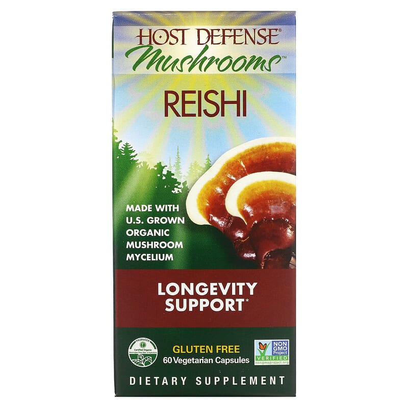 Nấm Hỗ Trợ Trường Thọ Reishi Fungi Perfecti Host Defense 60 viên chay 10 fungi perfecti mushrooms reishi longevity support 60 vegetarian capsules 71183 633422030326