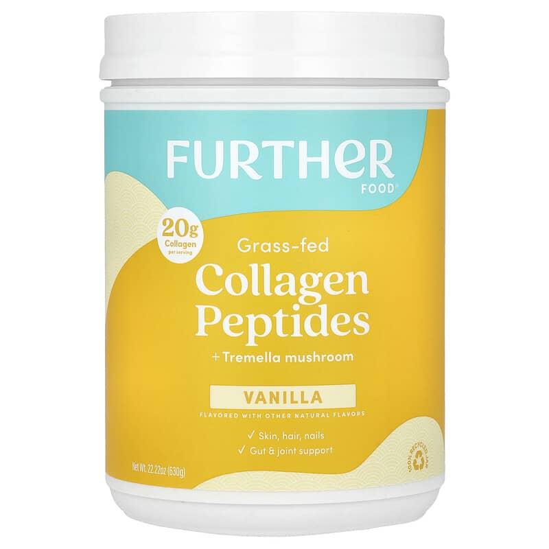 Peptit Collagen từ Thịt Cỏ và Nấm Tremella Vani 630g Further Food 10 further food grass fed collage peptides tremella mushroom vanilla 22 22 oz 630 g 141336 850006249718
