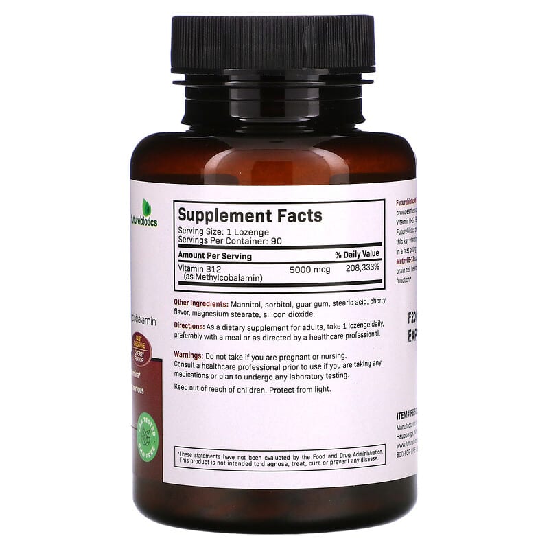 Viên ngậm Futurebiotics Methyl B-12 Cherry 5000 mcg 90 viên chay 2 Thành phần vi chất của Futurebiotics Methyl B-12 Cherry 5.000 mcg 90 Vegetarian Lozenges 049479501106