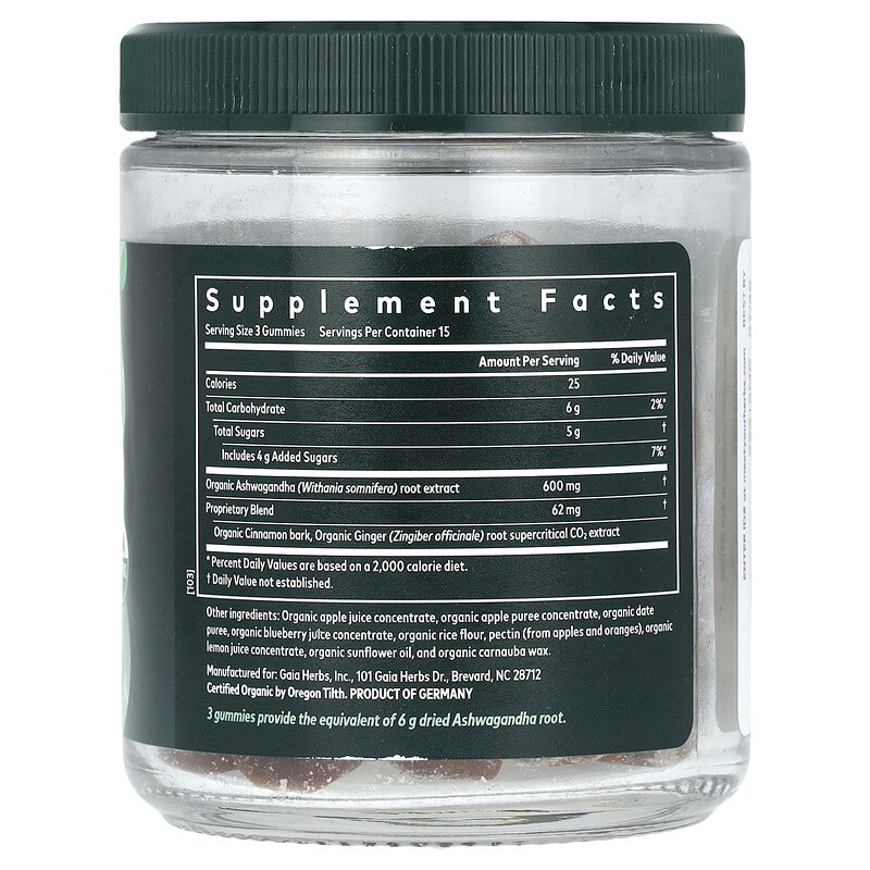 Viên nhai Ashwagandha Gaia Herbs vị táo quế 45 viên 9 Viên nhai Ashwagandha Gaia Herbs vị táo quế 45 viên 751063152099