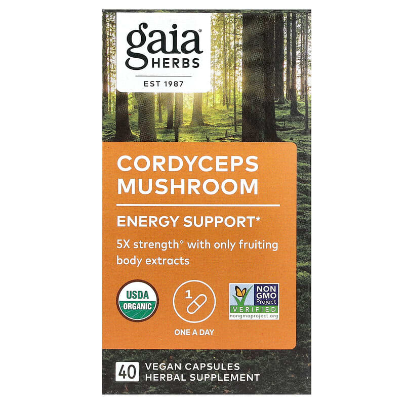 Gaia Herbs, Cordyceps Mushroom, 40 viên 751063151740