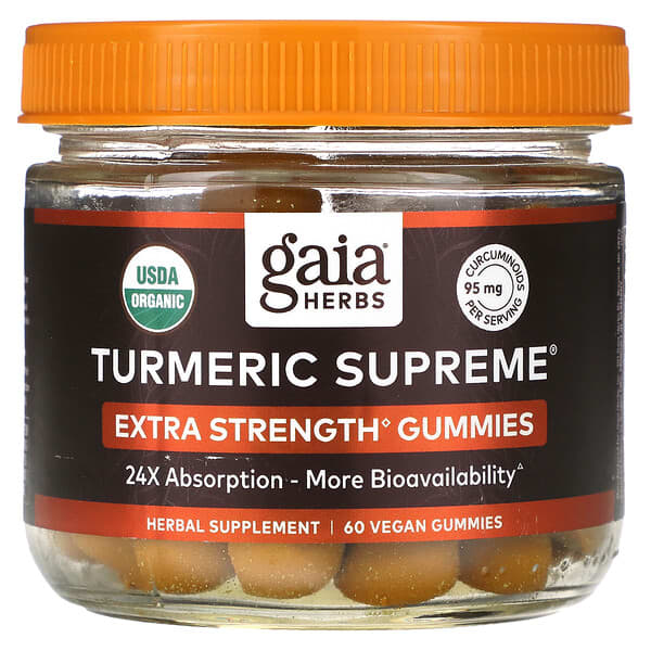 Gaia Herbs Turmeric Supreme Extra Strength 60 viên nhai 751063151894
