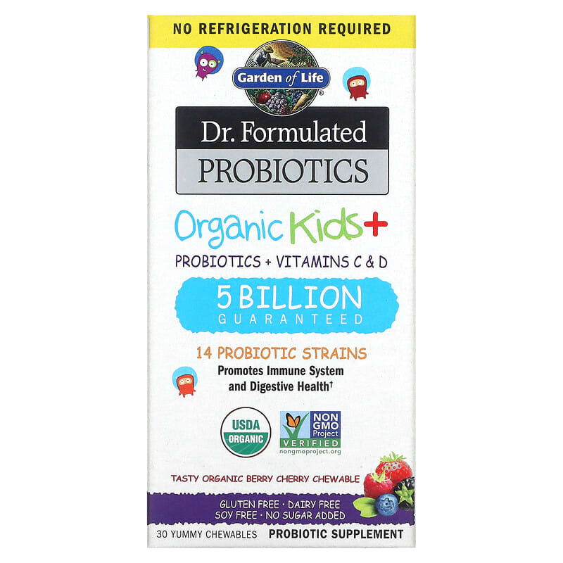Garden of Life Probiotics Organic Kids vị Cherry Berry Ngon 30 viên nhai 10 garden of life dr formulated probiotics organic kids tasty organic berry cherry 30 yummy chewables 77866 658010121194
