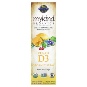Thực phẩm bổ sung Garden of Life MyKind Organics Vegan D3 Organic Spray Vanilla 25 mcg (1.000 IU) 2 fl oz (58 ml) 658010117814