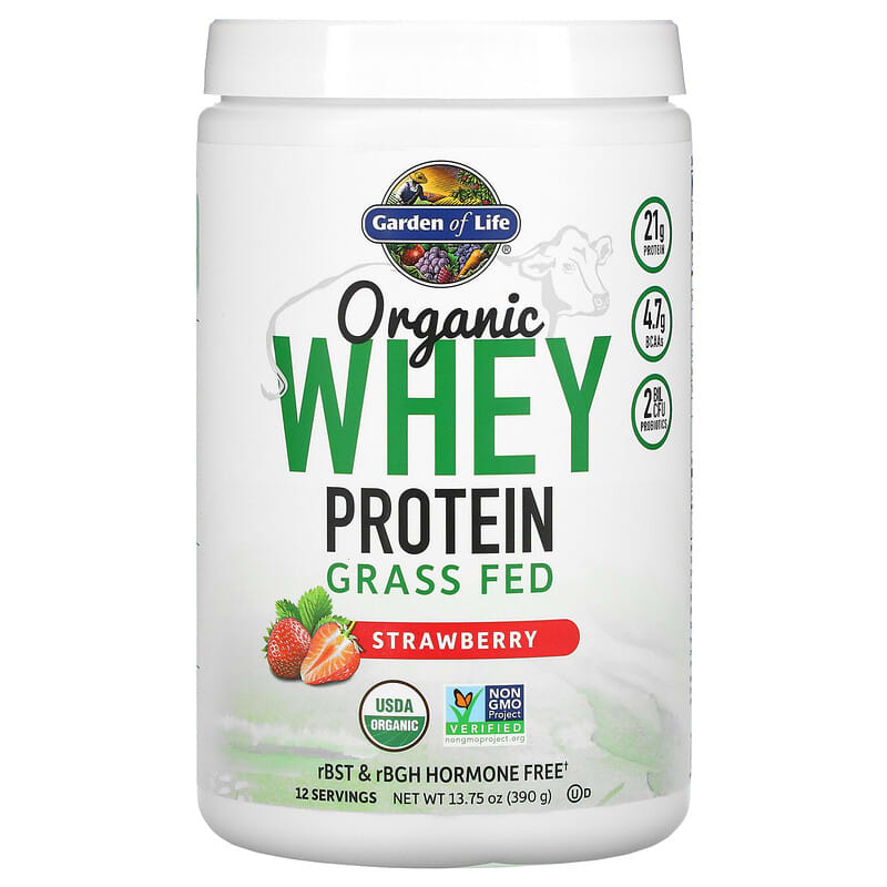 Protein Whey Hữu Cơ Garden of Life Dinh Dưỡng Từ Cỏ Dâu Tây 13.75 oz (390 g) 10 garden of life organic whey protein grass fed strawberry 13 75 oz 390 g 77864 658010121255