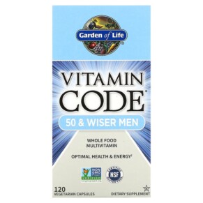 Thực phẩm bổ sung Garden of Life Vitamin Code 50 & Wiser Men Whole Food Multivitamin 120 Vegetarian Capsules 658010113694