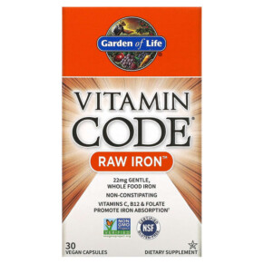 Thực phẩm bổ sung Garden of Life Vitamin Code RAW Iron 30 Vegan Capsules 658010113762