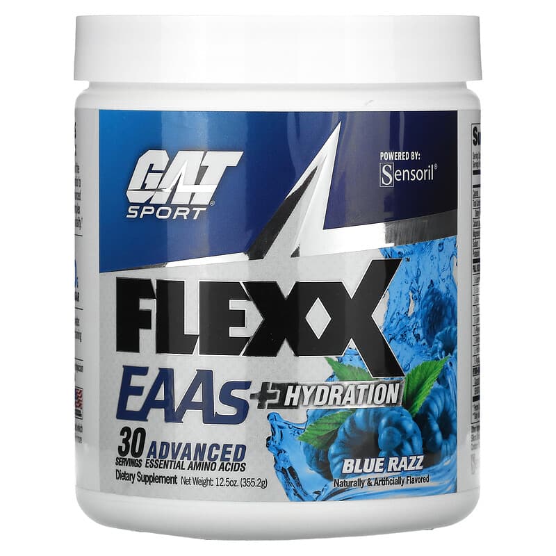 GAT Flexx EAAs + Hydration Blue Razz 12.2 oz (355.2 g) của GAT 10 gat flexx eaas hydration blue razz 12 2 oz 355 2 g 102596 816170023035