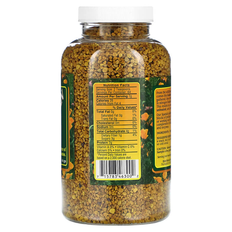 Thành phần vi chất của Golden Flower Spanish Bee Pollen 16 oz (454 g) 715783463002